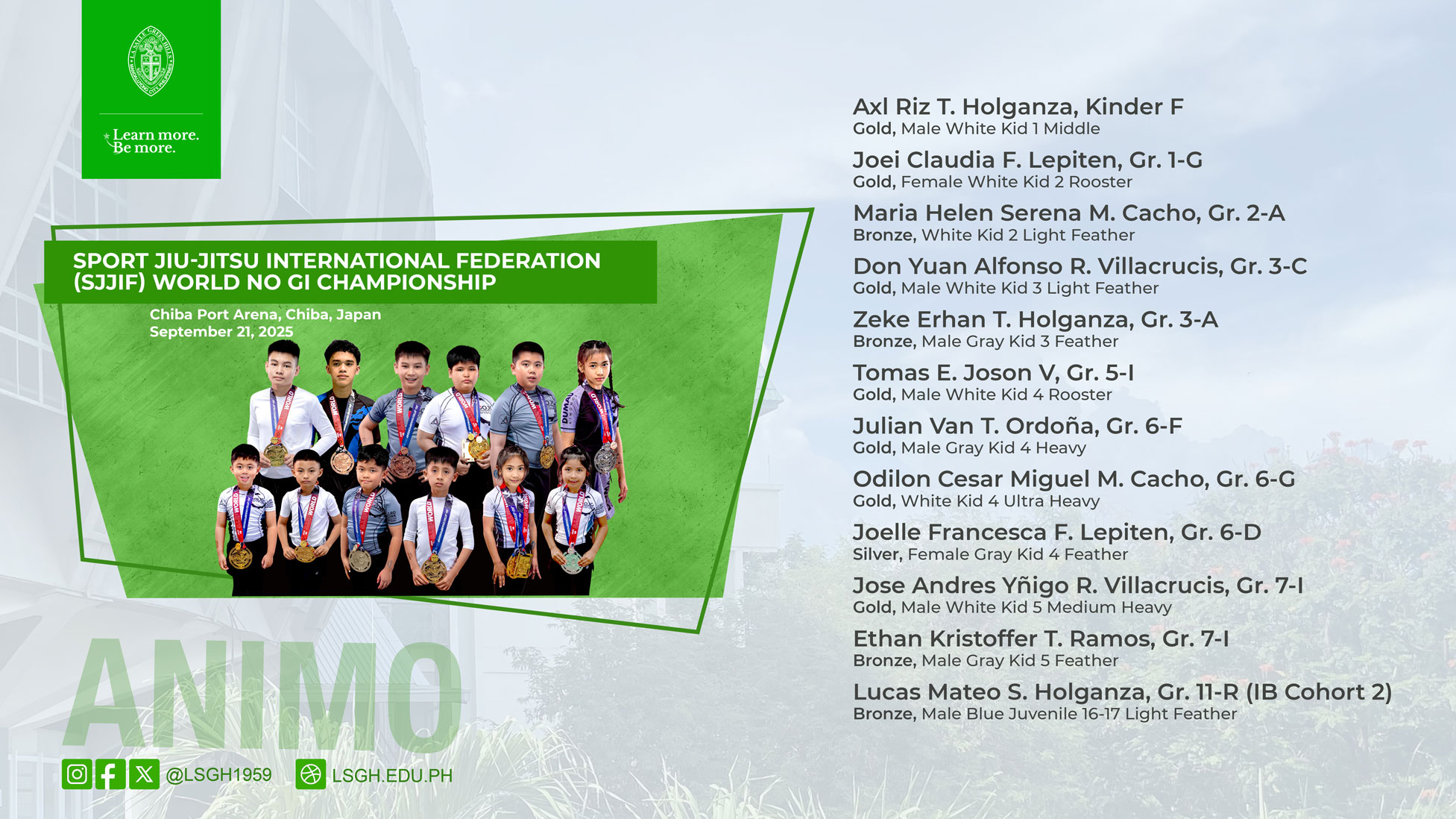 LSGH jiu-jitsu athletes conquer the No Gi event in Japan