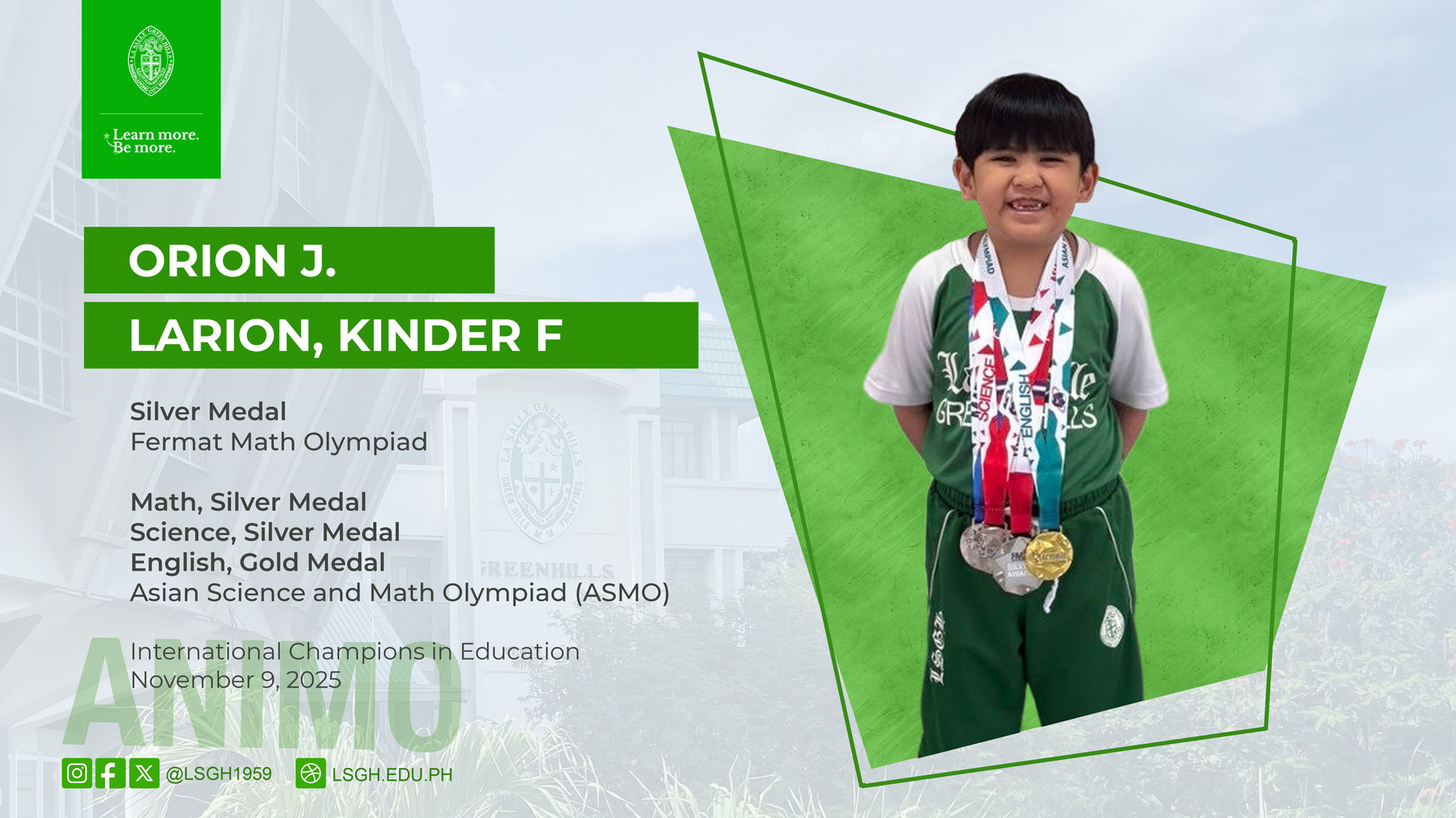 Larion shines in international academic competitions