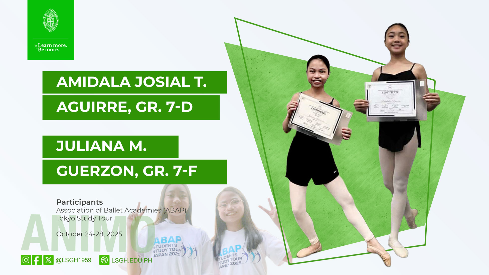 Seventh graders represent LSGH at the 2025 ABAP Ballet Study Tour in Tokyo