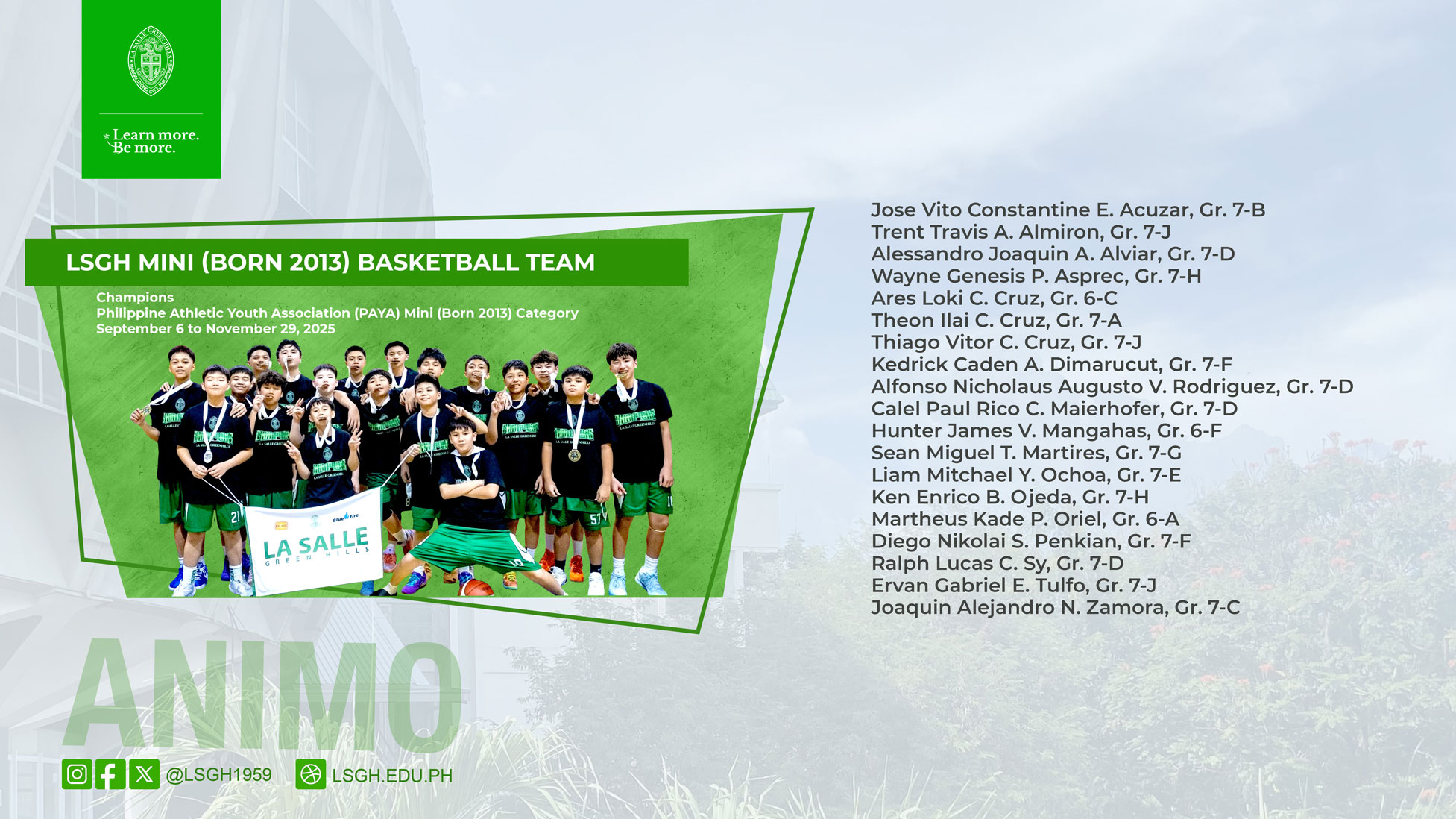 LSGH Mini Basketball Team wins PAYA Championship
