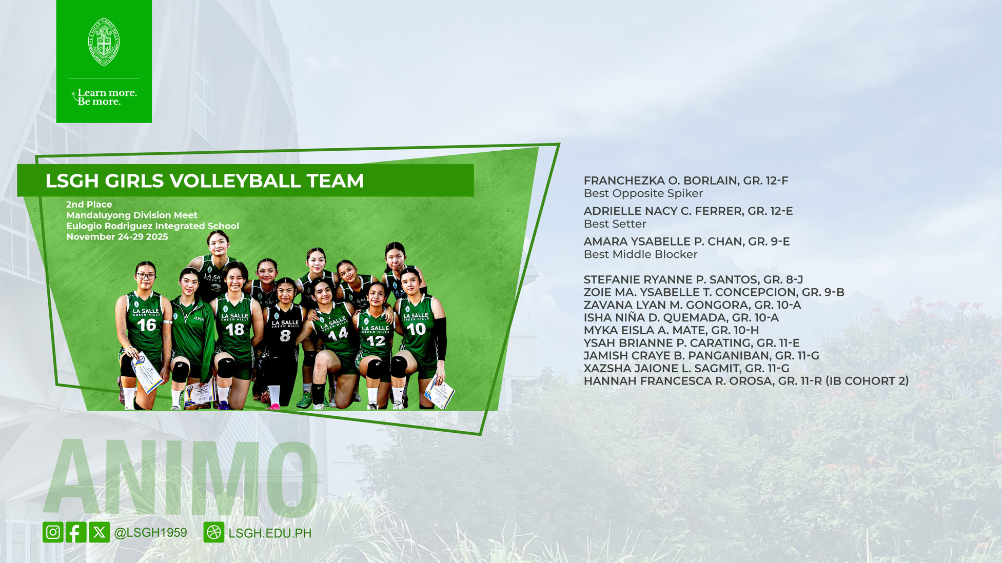 LSGH Volleyball Team marks highest finish ever at Mandaluyong Division Meet
