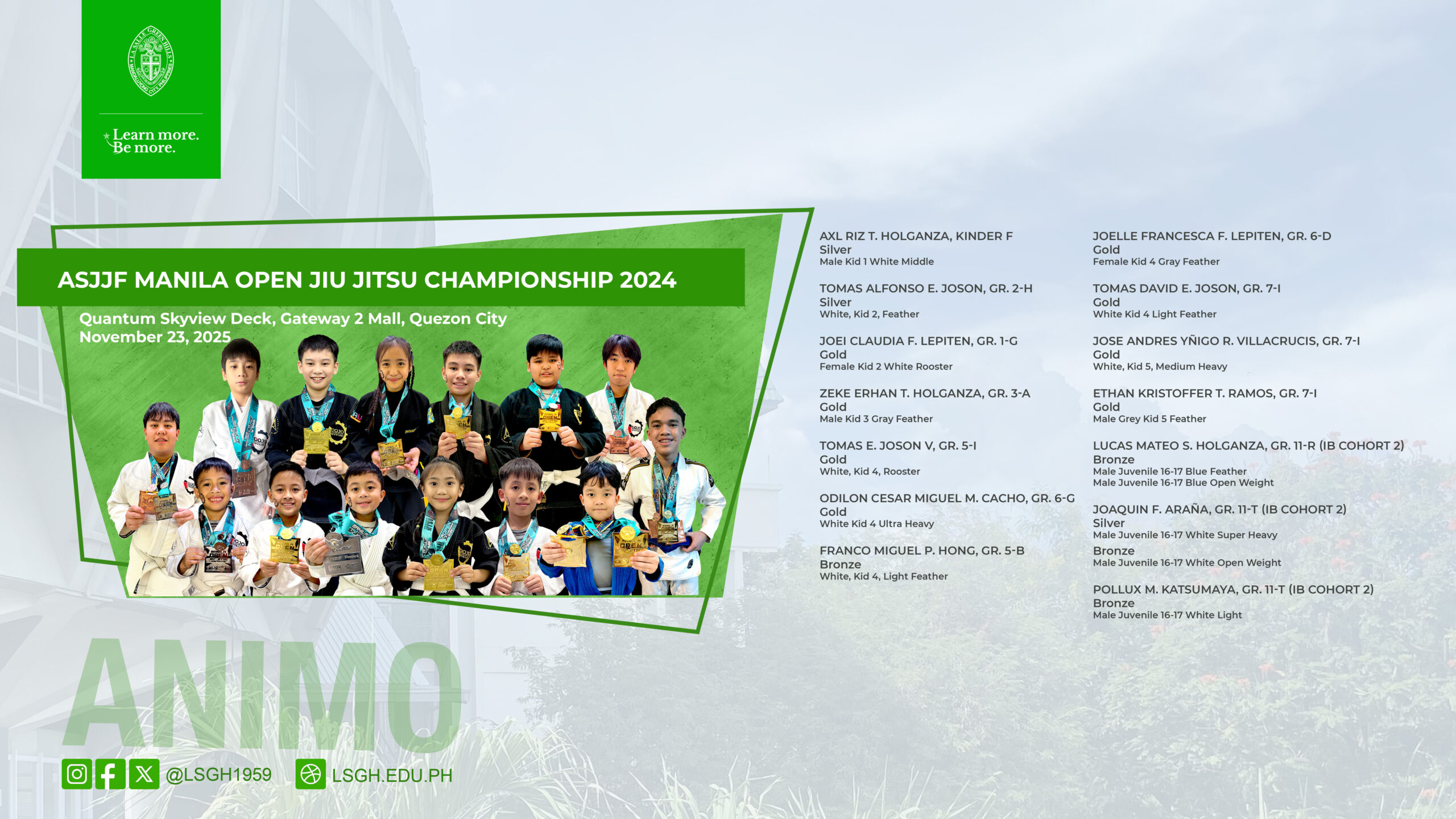 LSGH Jiu-Jitsu Team triumphs at Manila Open