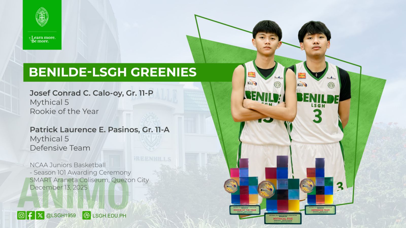 Calo-oy, Pasinos sweep top NCAA awards