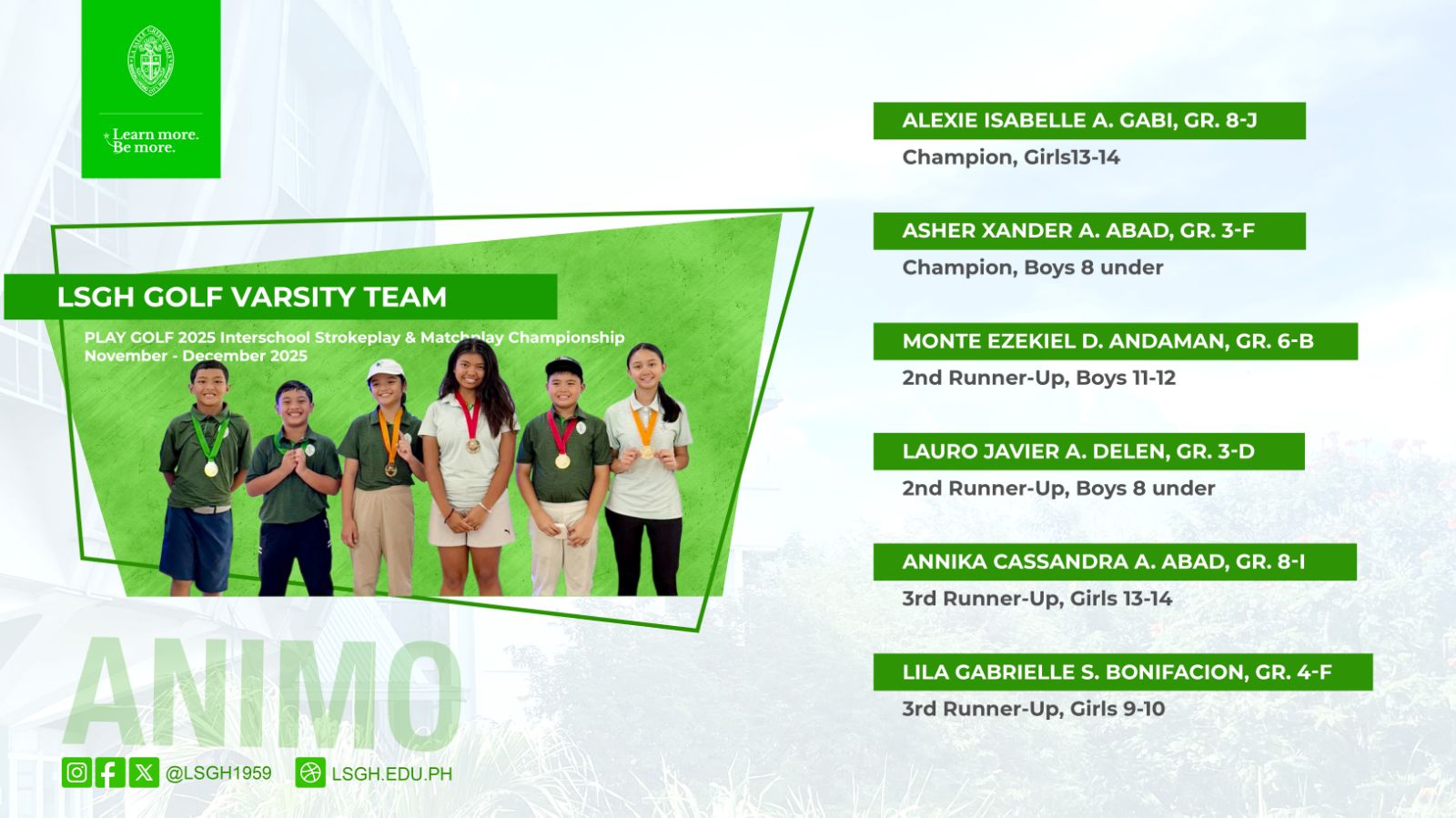 LSGH Golf Varsity Team takes PLAYGOLF 2025 Grade School Team championship