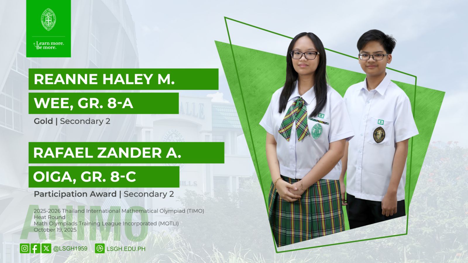 Wee, Oiga shine at the Thailand International Mathematical Olympiad