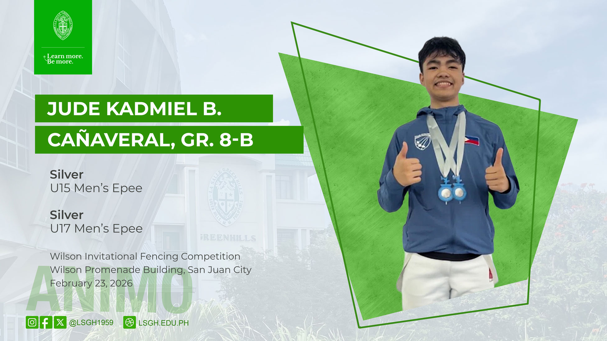 Cañaveral wins two silver at the Wilson Invitational Fencing Competition