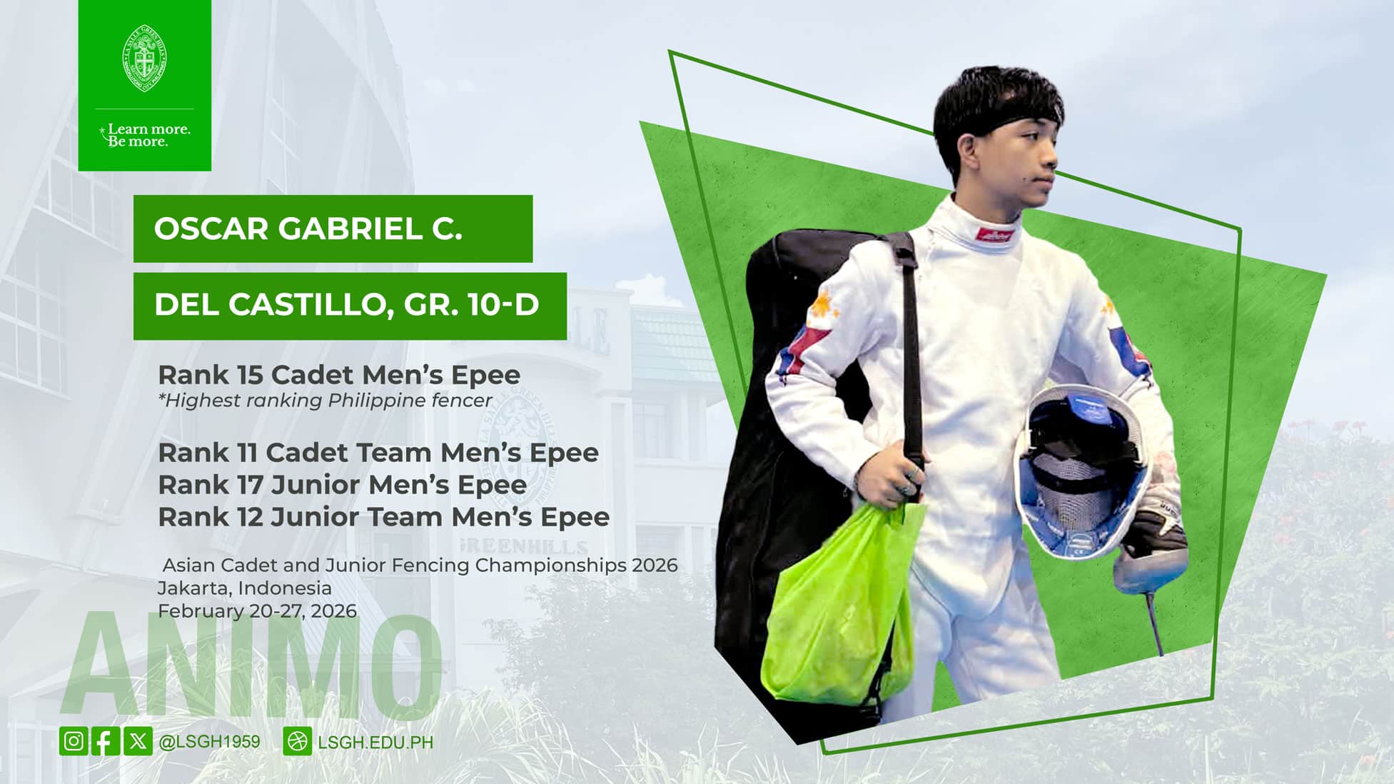 Del Castillo shines at the Asian Cadet and Junior Fencing Championships