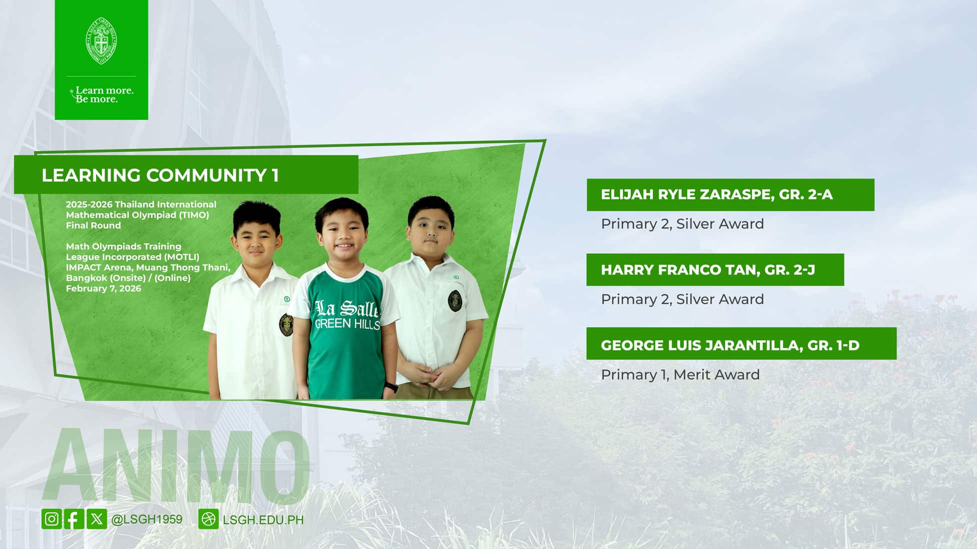 LC1 students achieve international math success