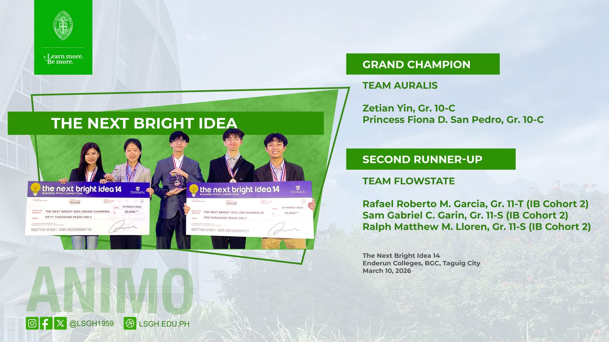 LSGH claims championship at ‘The Next Bright Idea’ business pitch competition