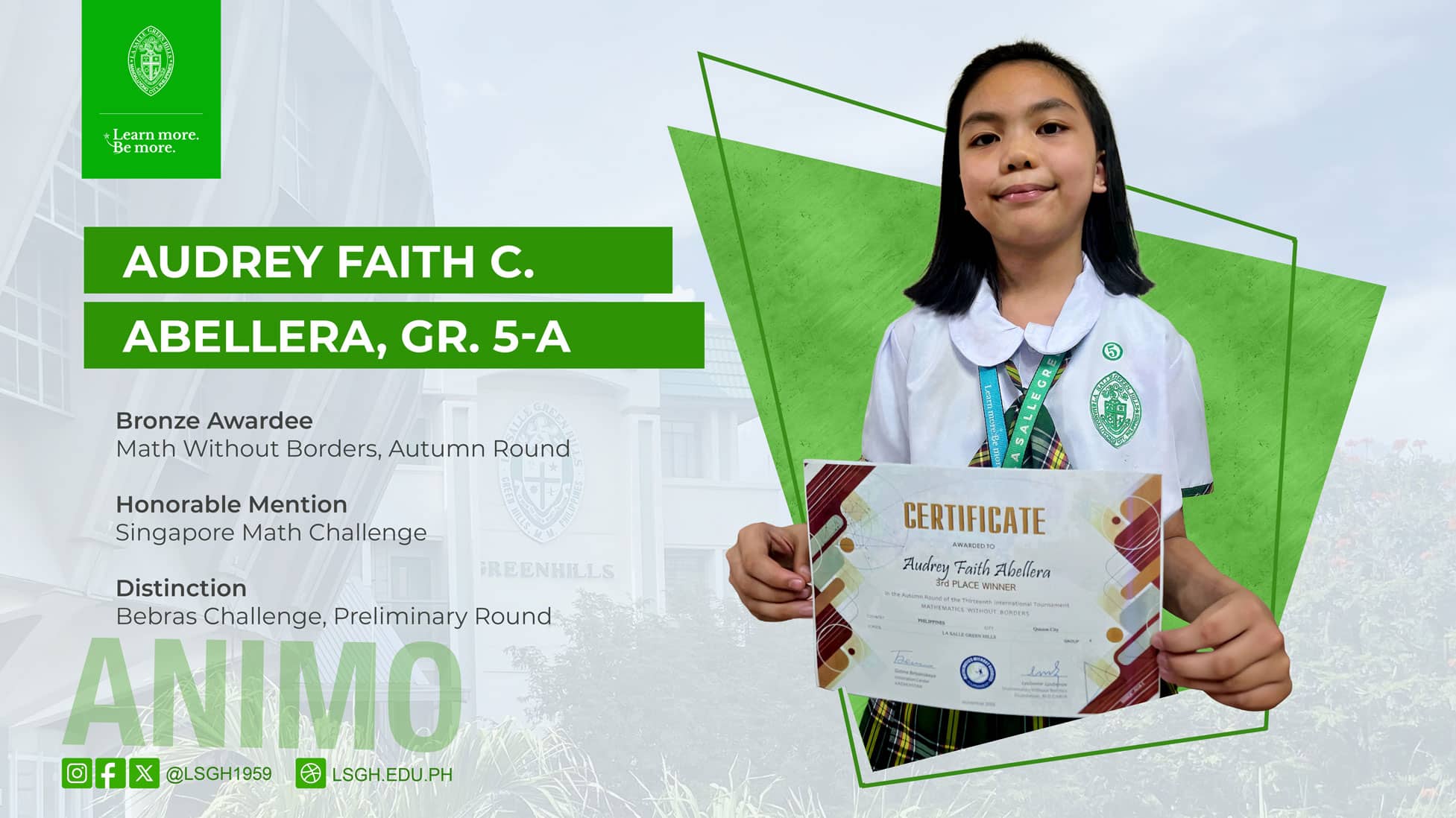 Abellera bags awards in international math olympiads