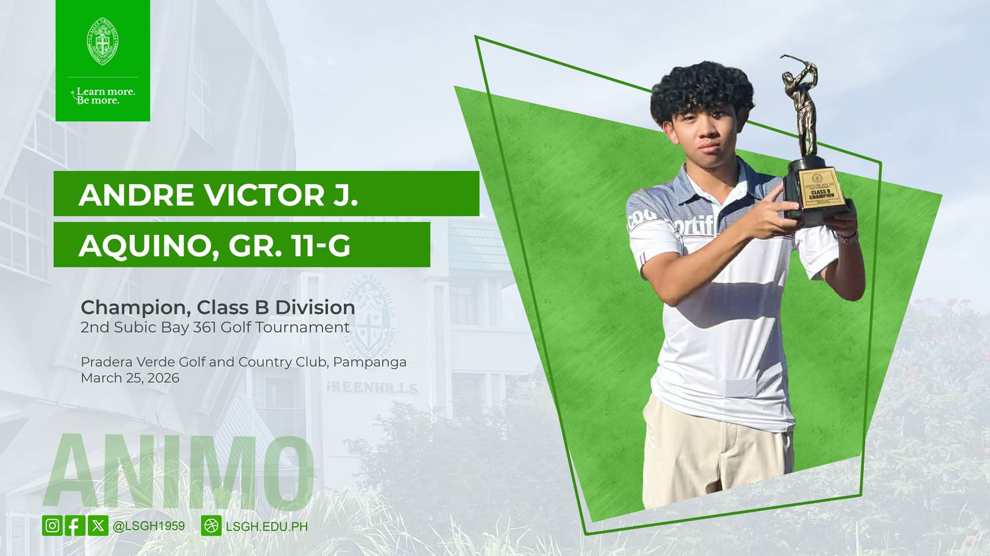 Aquino clinches Class B Title at Subic Bay 361 Golf Tournament