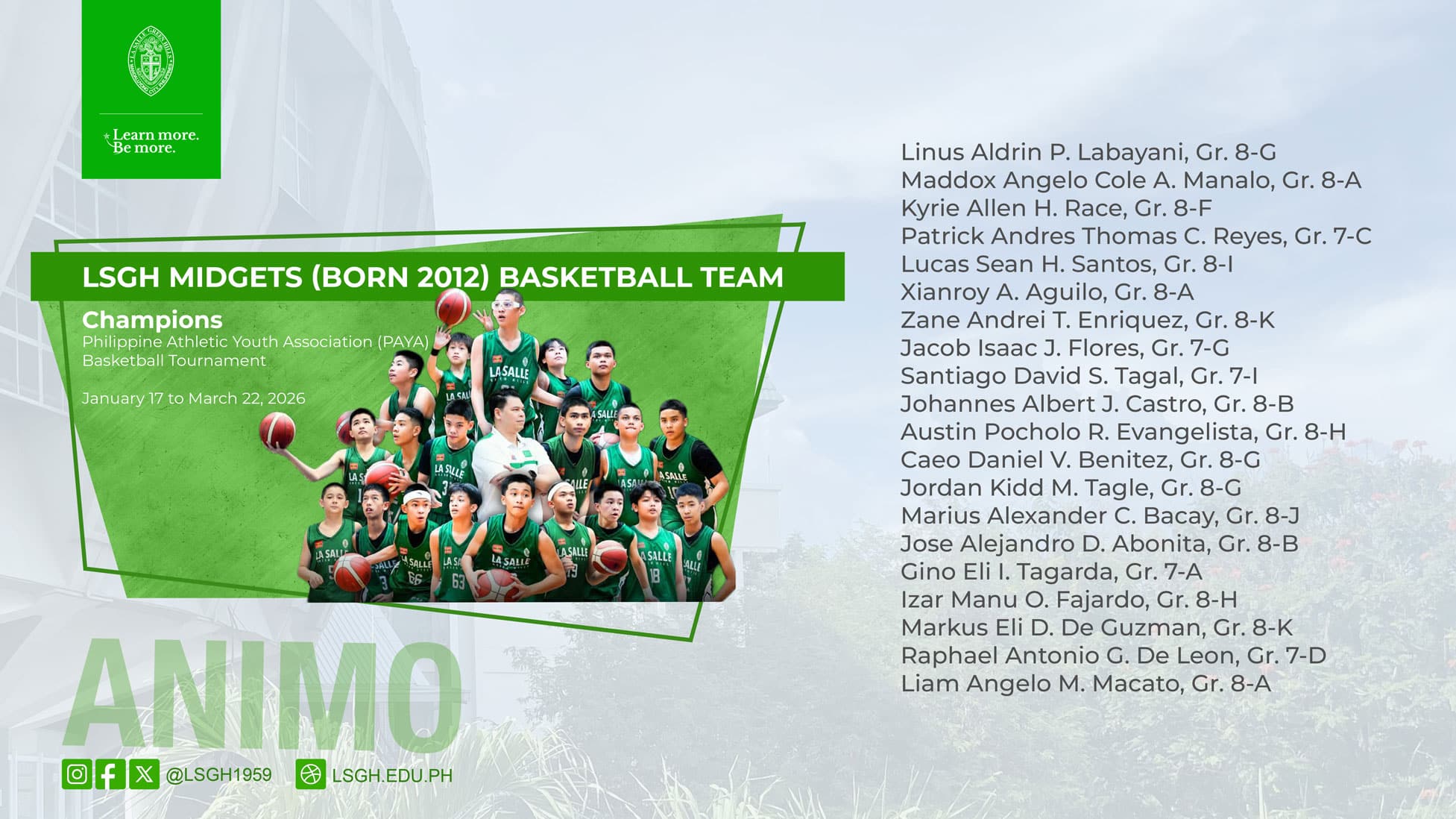 LSGH Midgets Basketball Team claims PAYA championship