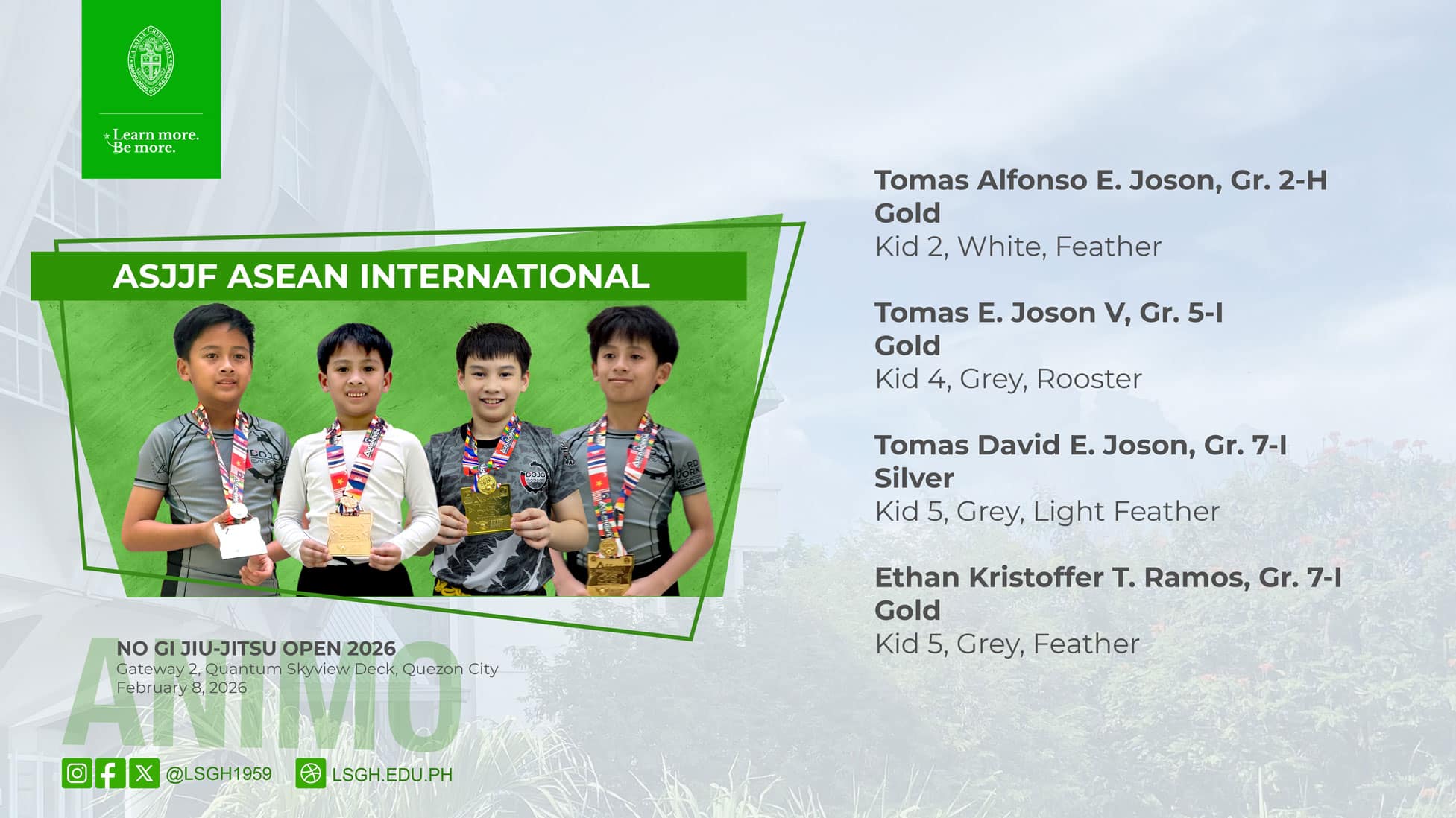 LSGH jiu-jitsu athletes shine at the ASJF ASEAN International event