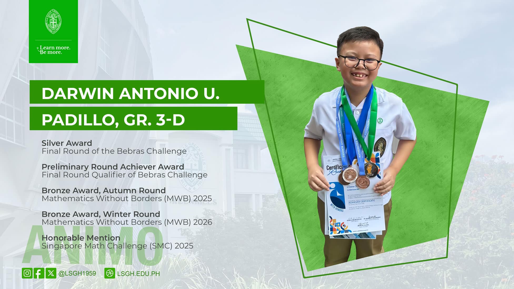 Padillo achieves multiple awards in international math events