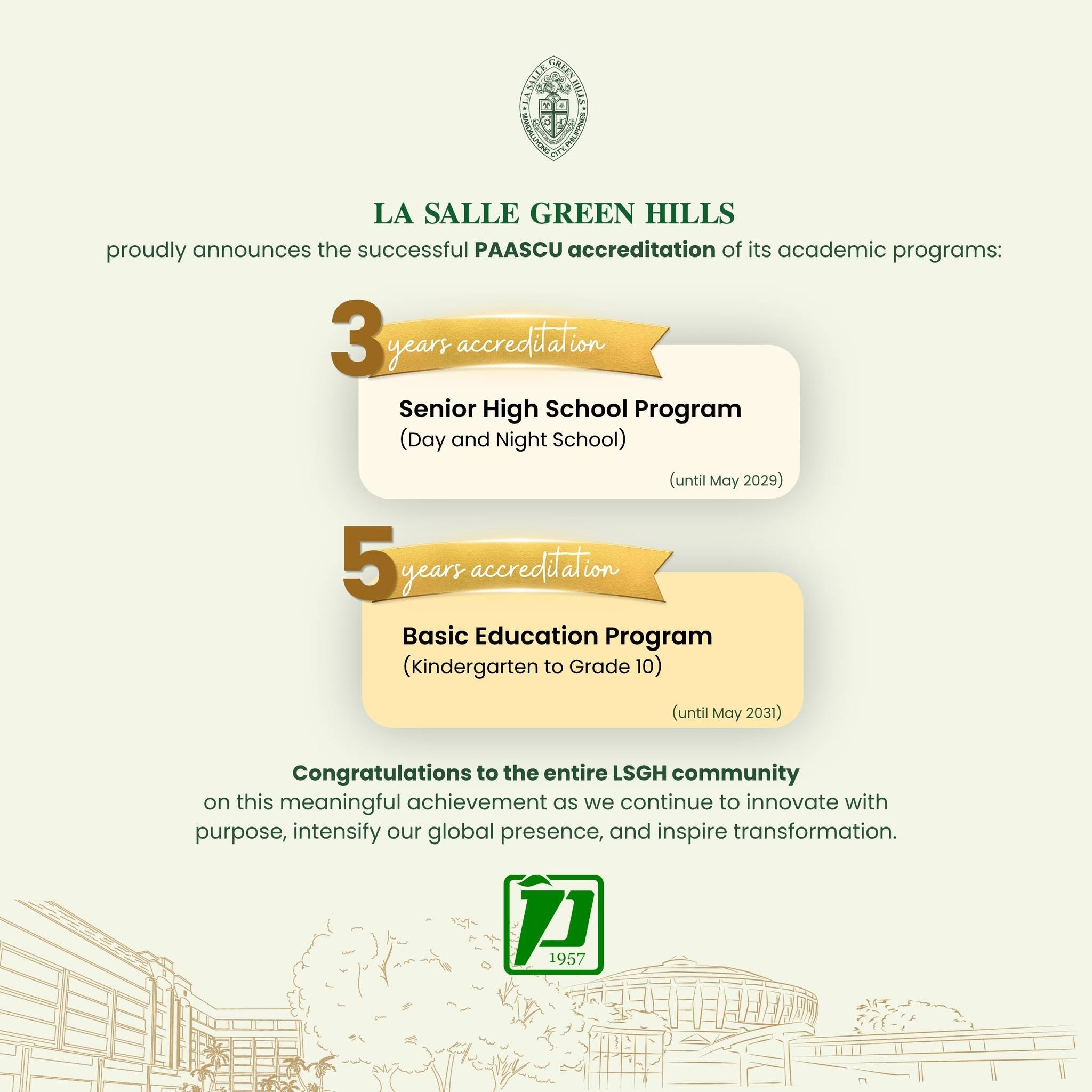 La Salle Green Hills celebrates new PAASCU accreditation
