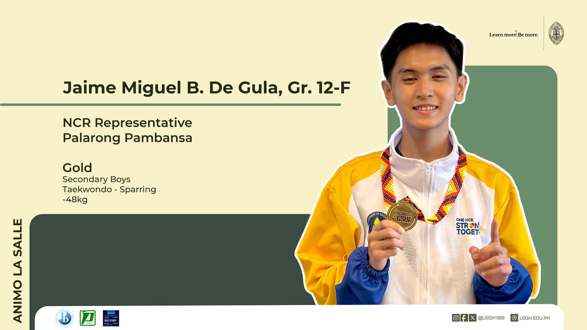 LSGH celebrates Palarong Pambansa gold medalist De Gula