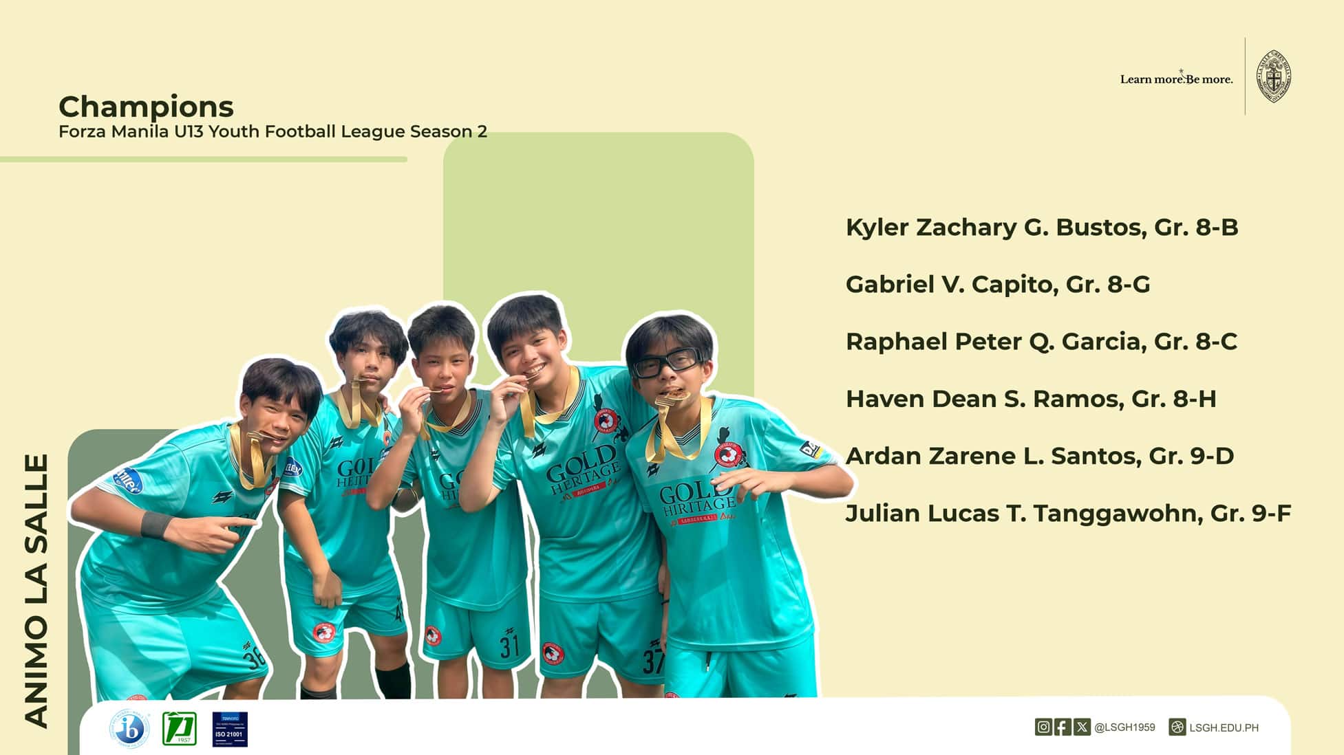 LSGH footballers lead Forza Manila U13 to YFL Season 2