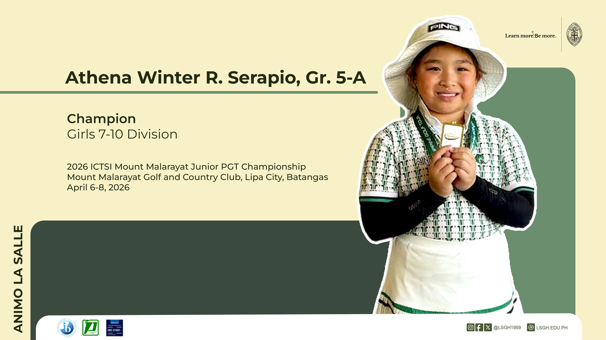 Serapio secures championship at ICTSI Junior PGT Championship