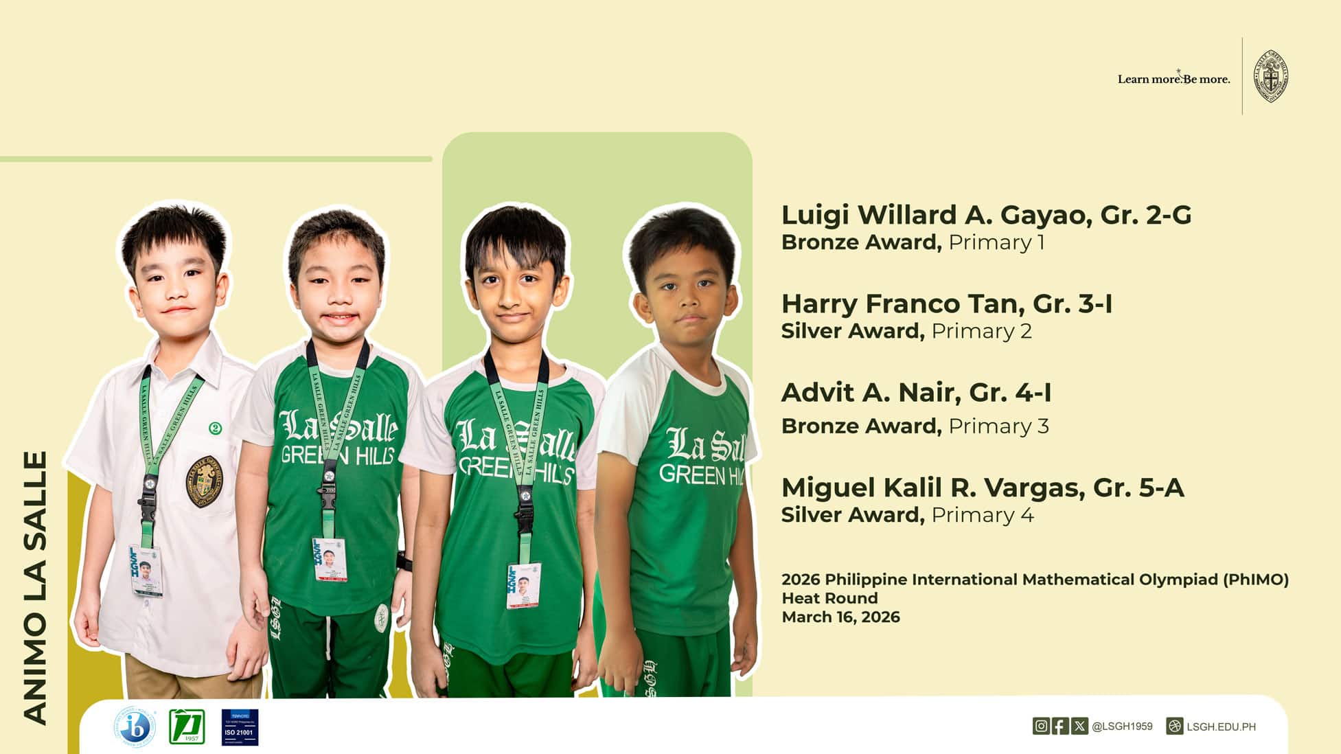 LSGH Students Excel in the 2026 Philippine International Mathematical Olympiad Heat Round