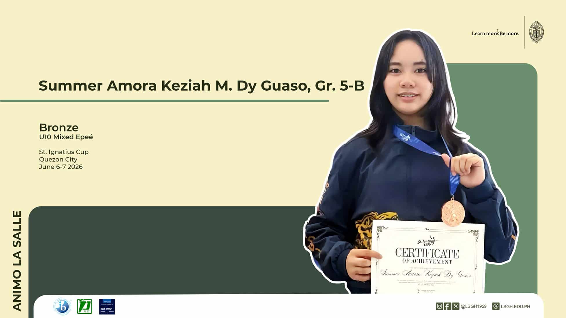 Summer Dy Guaso Wins Bronze at the St. Ignatius Cup