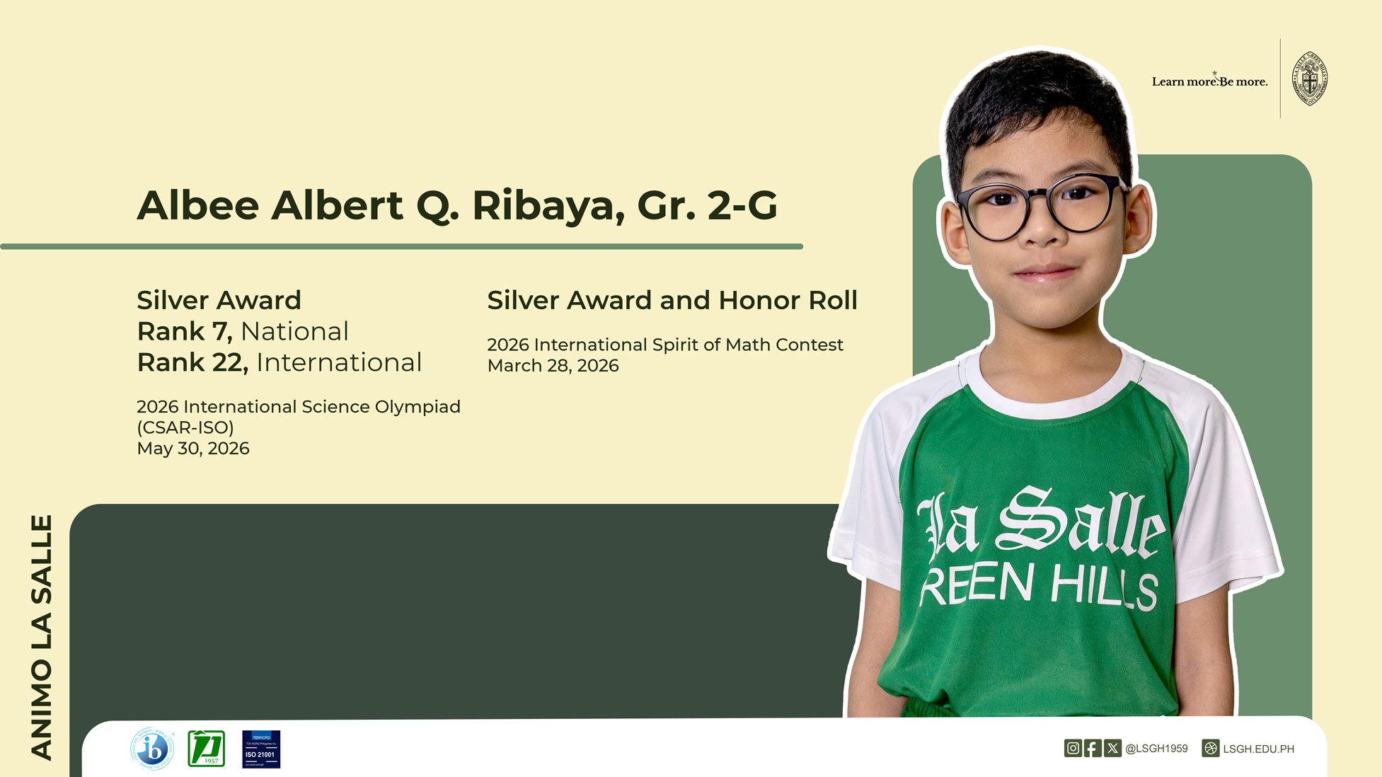Albee Ribaya Excels in International Math and Science Competitions