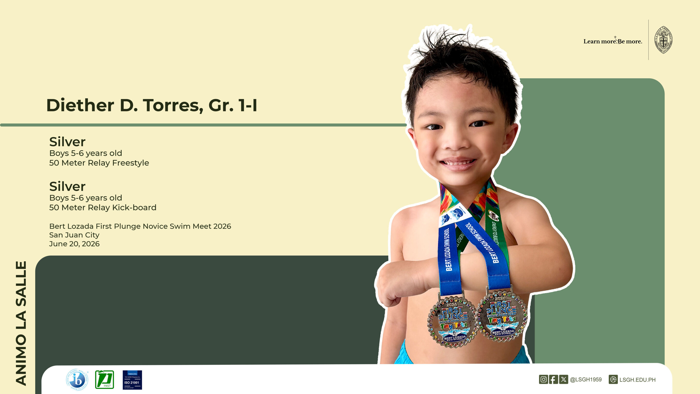 Two Silver Medals for Young LSGH Swimmer