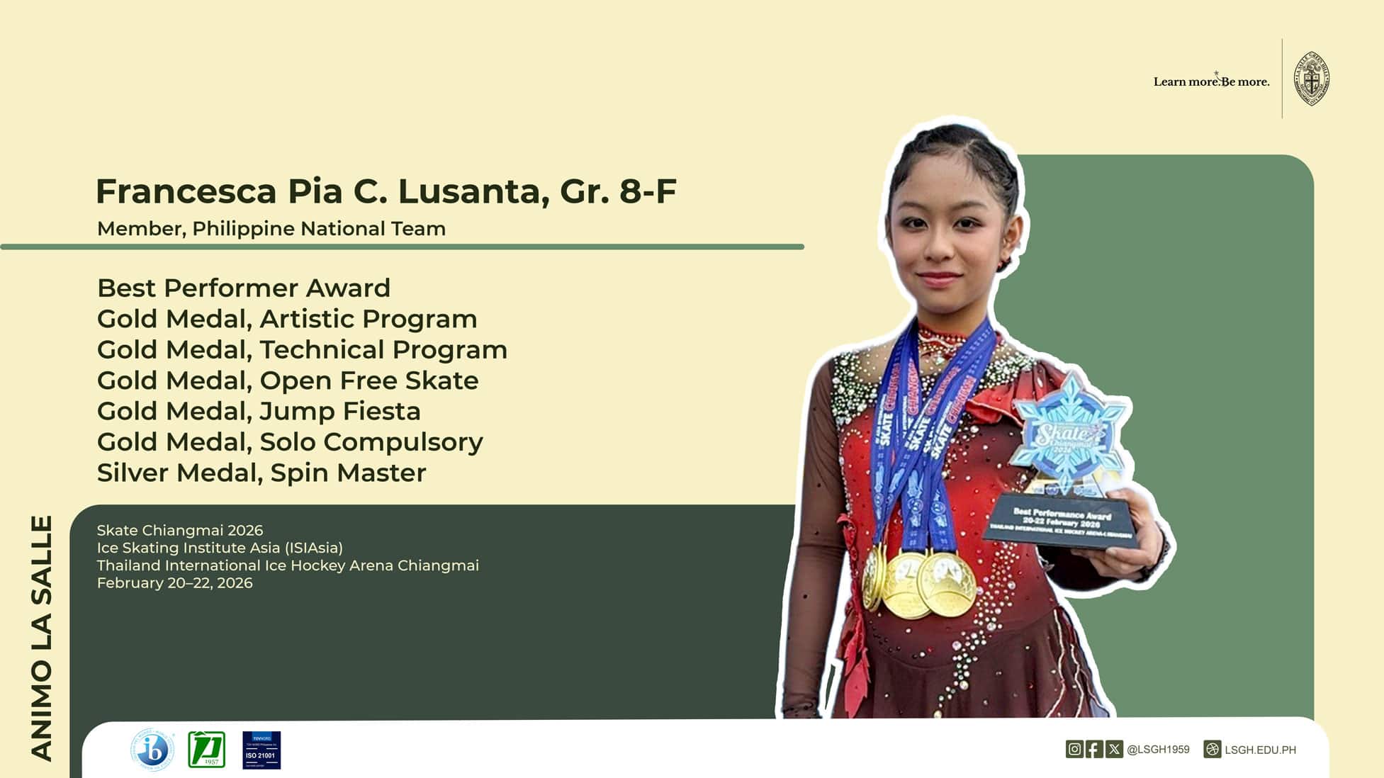 Gliding to Greatness: Francesca Lusanta Brings Pride to LSGH and the Philippines