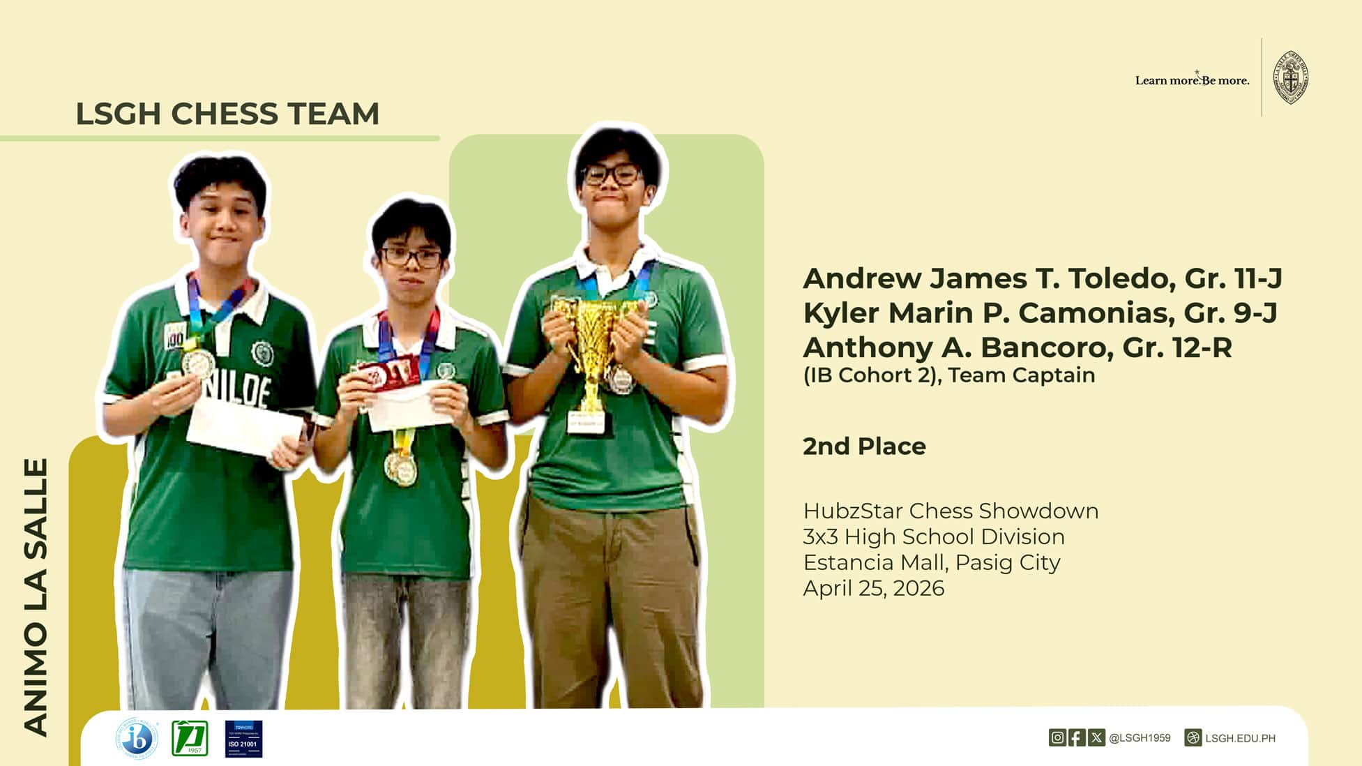 Lasallian Chess Players Make Winning Moves at Hubztar Chess Showdown 2026