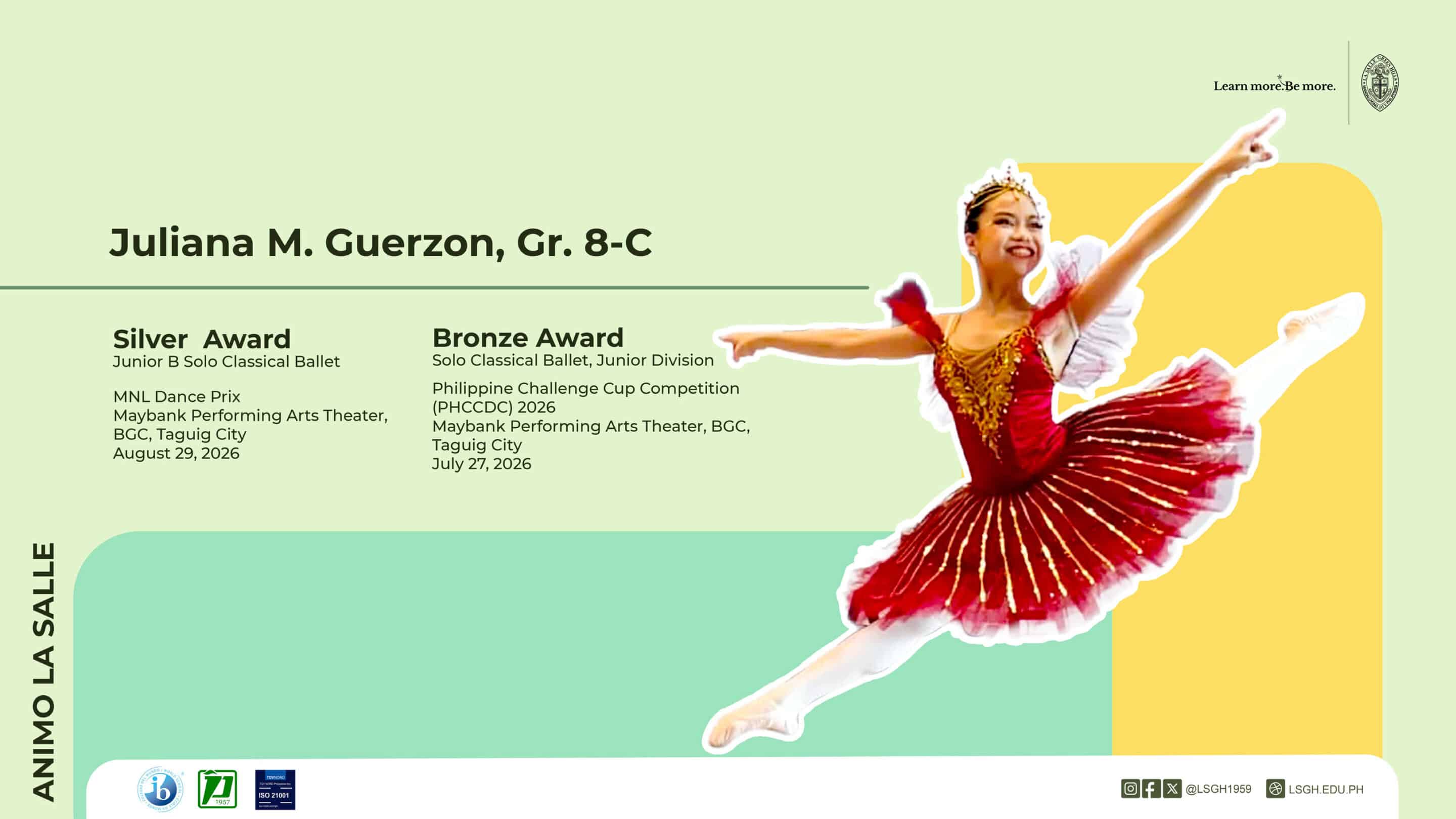Juliana Guerzon Earns Back-to-Back Ballet Honors
