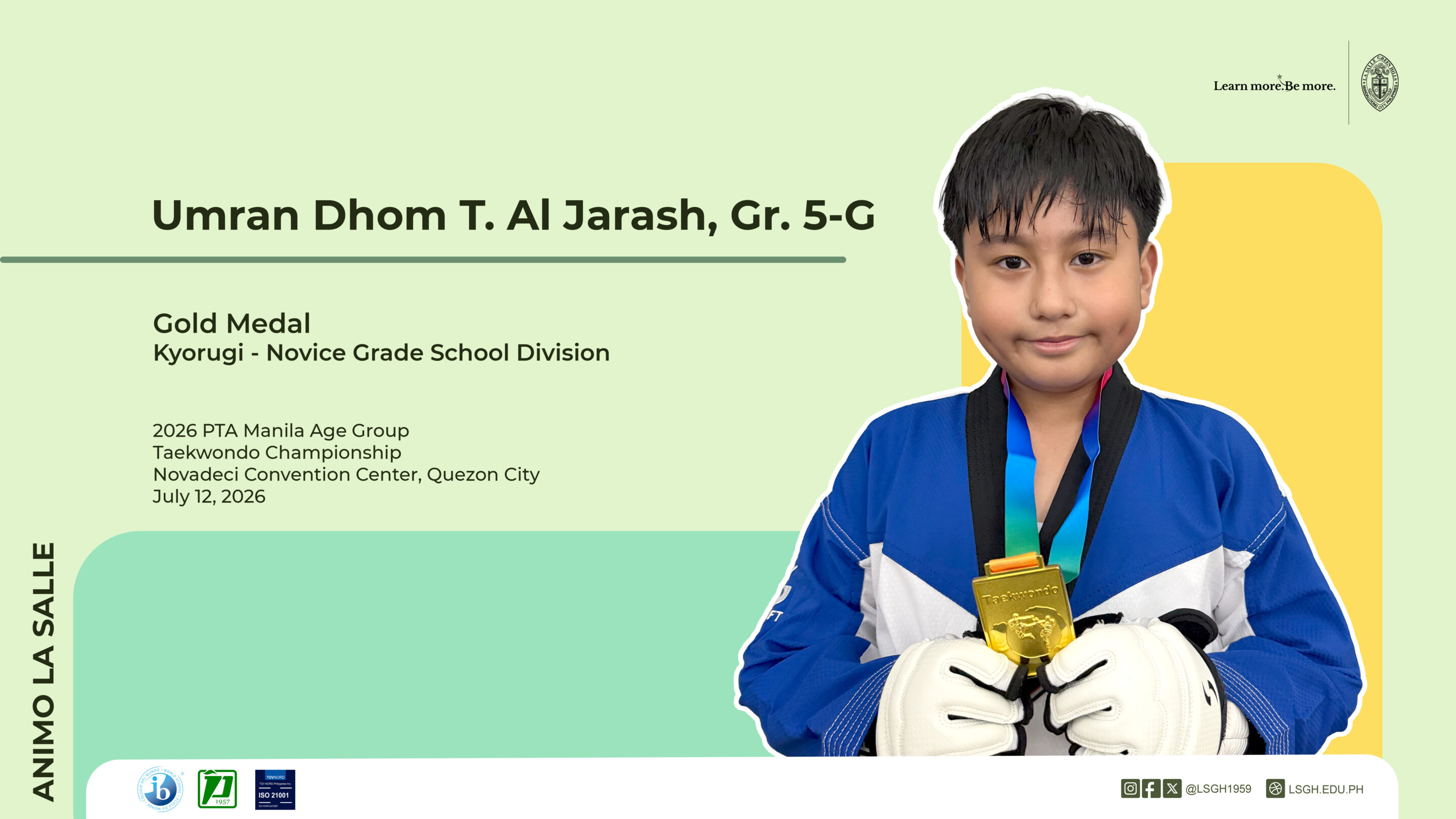 Umran Dhom Al Jarash Wins Gold in Taekwondo