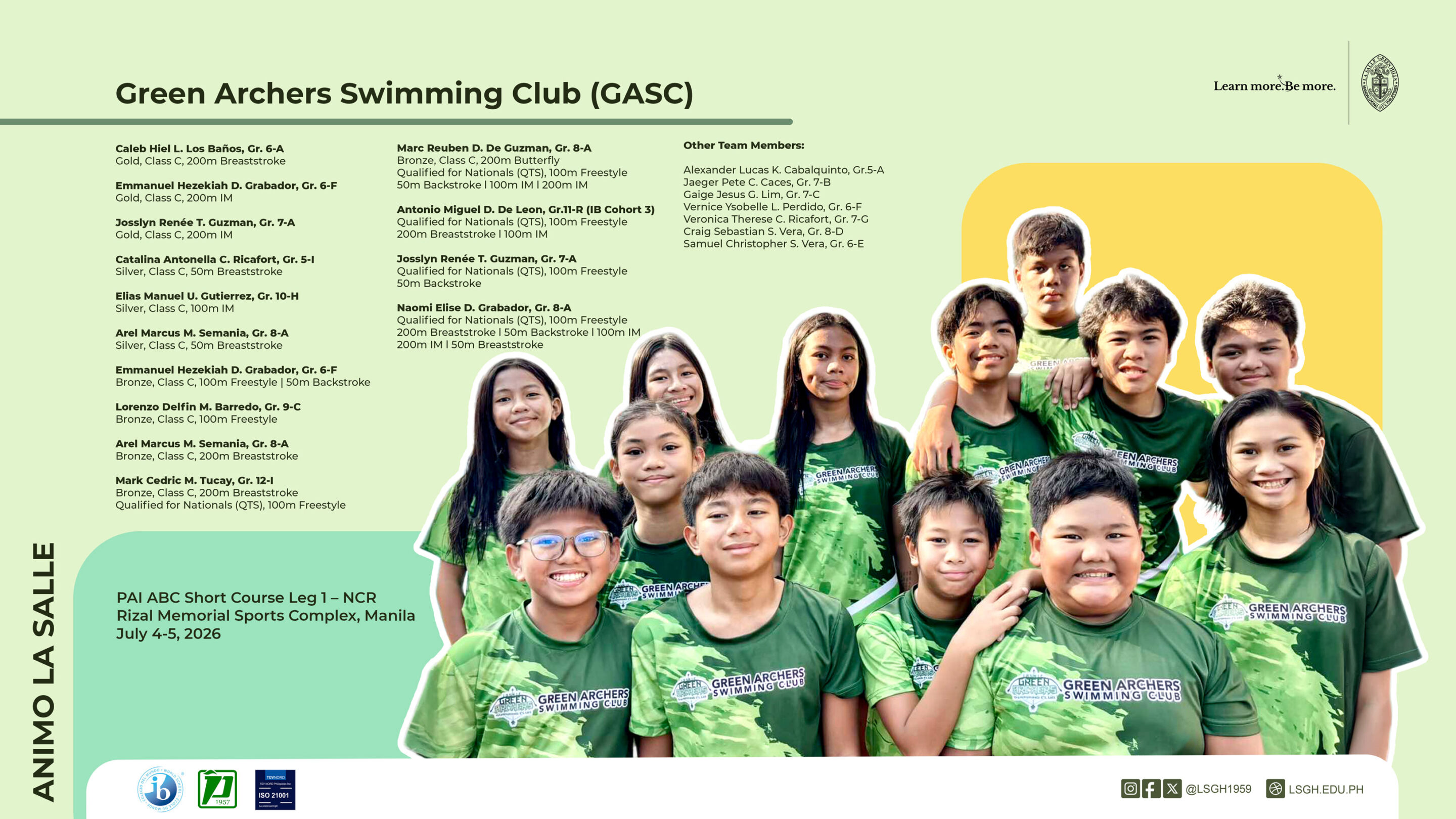 Green Archers Make Waves at NCR Swim Meet