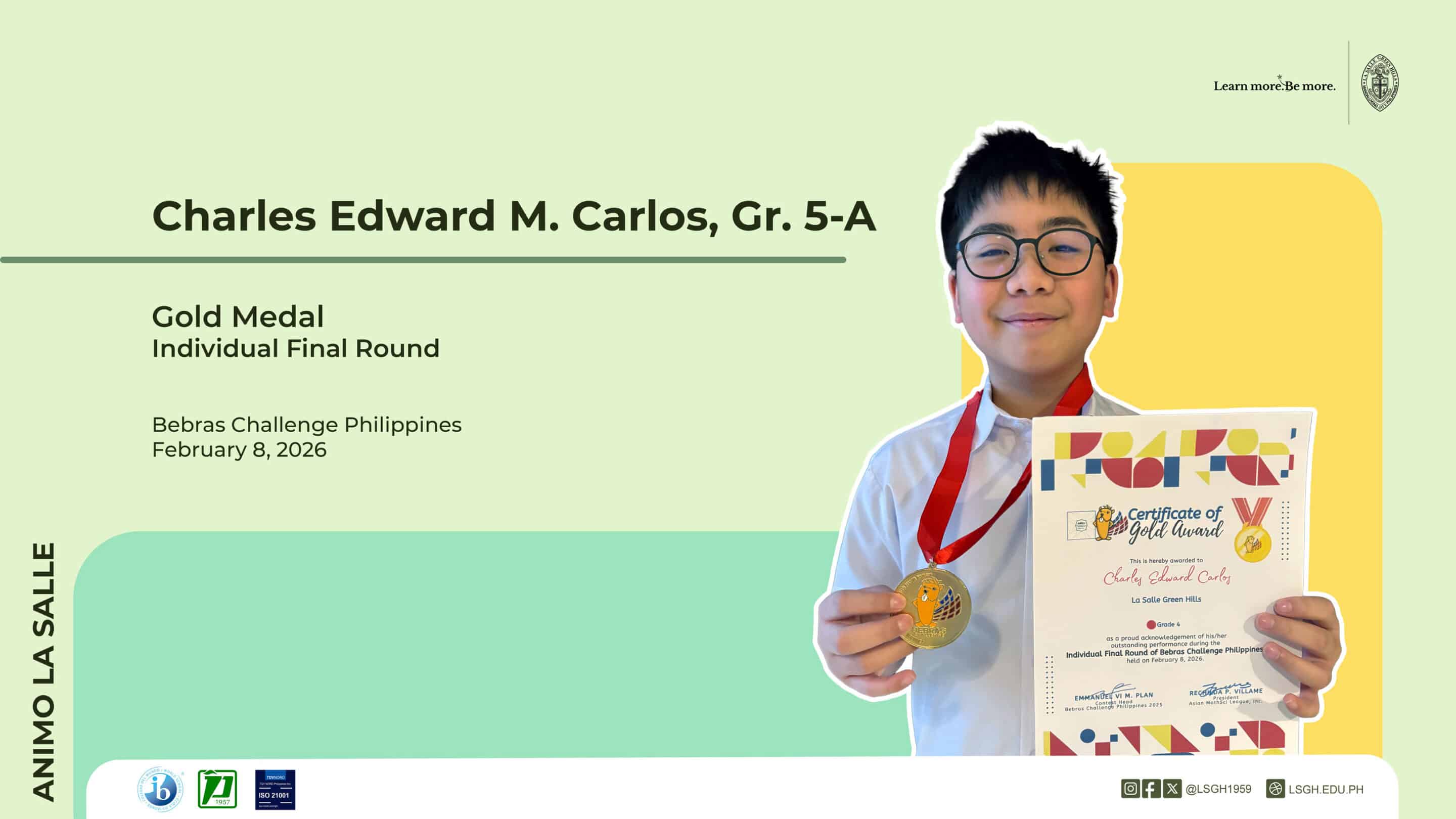 Charles Carlos Strikes Gold in Mathematics